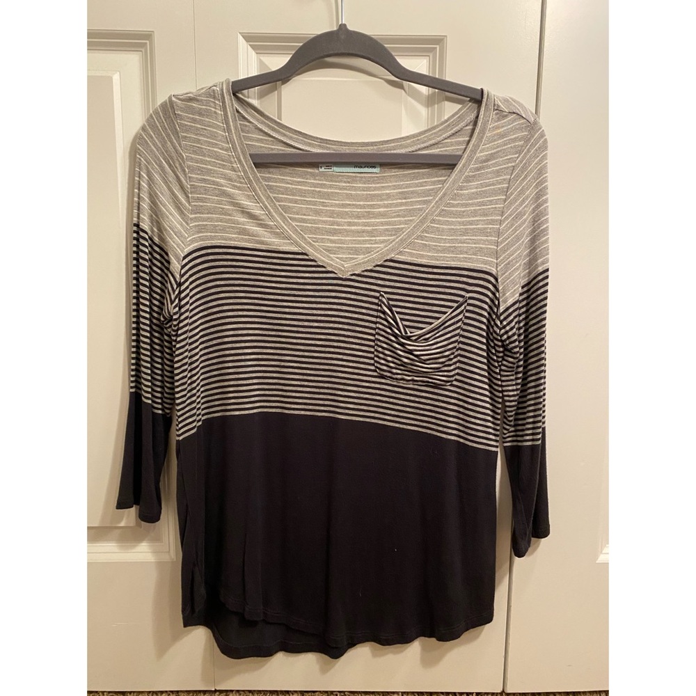 Black and grey v-neck top